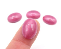 West German Glass Oval Flatback Cabochon 18x13mm Pink Moonstone - Bead Nerd