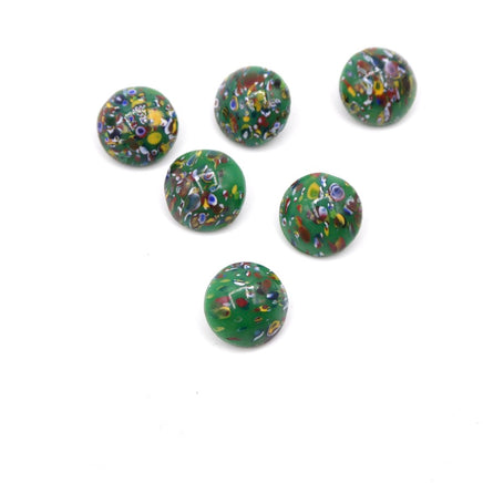 West German Dome Glass Round Chaton 48ss (11mm) Green Millifiore - Bead Nerd