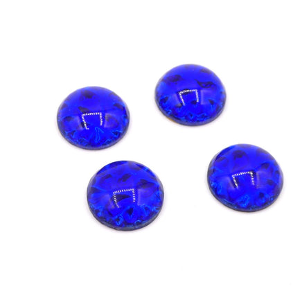 West German Pinfire Glass Round Cabochon 15mm Sapphire - Bead Nerd