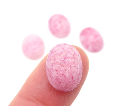 West German Scarab Glass Oval Cabochon 16X12mm Pink Marble - Bead Nerd