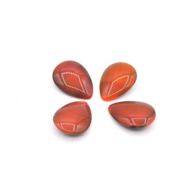 West German Smooth Glass Teardrop Cabochon 18x13mm Coral Black - Bead Nerd