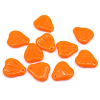 Vintage Czech Glass Leaf Beads 15mm Opaque Orange - Bead Nerd