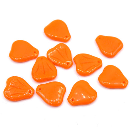 Vintage Czech Glass Leaf Beads 15mm Opaque Orange - Bead Nerd