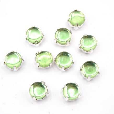 Vintage Czech Round Cab in setting 34ss (7mm) Peridot - Bead Nerd