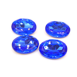 Vintage Czech Faceted Glass Oval Cabochon 30x22mm Sapphire - Bead Nerd