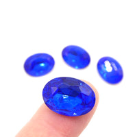 Vintage Czech Faceted Glass Oval Cabochon 18x13mm Sapphire - Bead Nerd