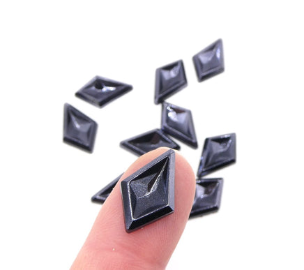 West German Glass Kite Cabochon 19x12mm Hematite Shimmer - Bead Nerd