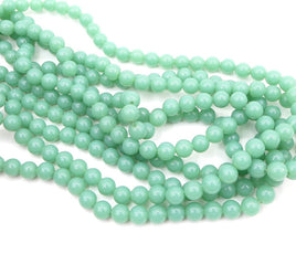 West German Lucite Smooth Rounds Beads 8mm Milky Jade Green 2mm hole - Bead Nerd