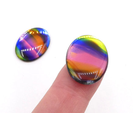 West German Glass Oval Flatback Cabochon 25x18mm Stained Glass - Bead Nerd