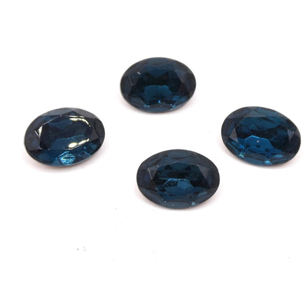 Vintage Czech Faceted Glass Oval Cabochon 18x13mm Montana Blue - Bead Nerd