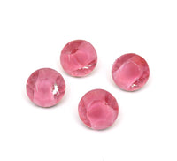 West German Faceted Givre Glass Chaton 60ss (14mm) Opaque Pink and Crystal - Bead Nerd