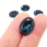 Vintage Czech Faceted Glass Oval Cabochon 18x13mm Montana Blue - Bead Nerd
