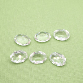 Vintage Czech Faceted Glass Oval Cabochon 14x10mm Crystal Unfoiled - Bead Nerd