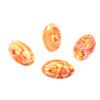 West German Oval Grooved Cabochons  23x14mm Orange Coral Swirl - Bead Nerd