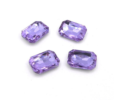Vintage Czech Faceted Glass Rectangle Cabochon 18x13mm Lavender - Bead Nerd