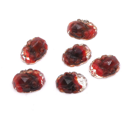 West German Glass Oval Nugget Cabochon 14x10mm Red Coral - Bead Nerd