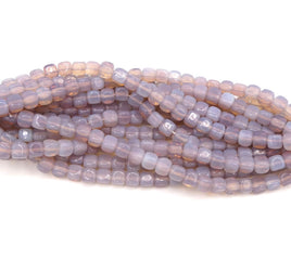 Czech Cube Glass Beads 5mm Opaline Lavender. - Bead Nerd
