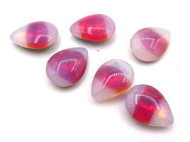 West German Sabrina Glass Teardrop Cabochon 15x10mm Pink - Bead Nerd