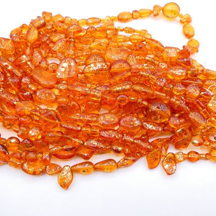 Czech Glass Bead mix Orange Gold. 40 cm strand - Bead Nerd