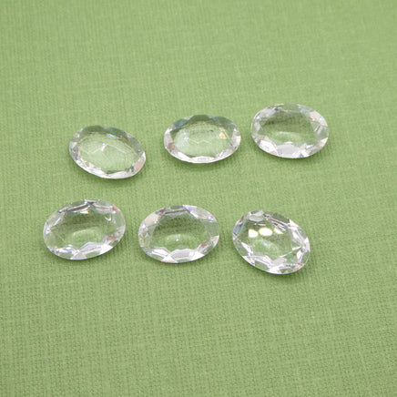 Vintage Czech Faceted Glass Oval Cabochon 14x10mm Crystal Unfoiled - Bead Nerd