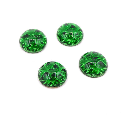 West German Pinfire Glass Round Cabochon 15mm Green - Bead Nerd