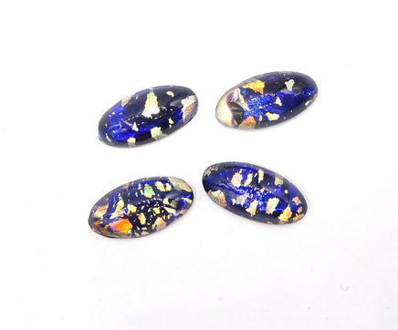 Vintage Czech Fire Opal Glass Oval 18x9mm Black Opal - Bead Nerd