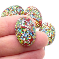 Vintage Czech Dome Glass Oval Cabochon 25x18mm Red with Gold Foil - Bead Nerd