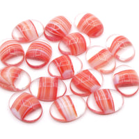 Vintage Czech Dome Glass Oval Cabochon 18x13mm crystal red w/white stripe - Bead Nerd