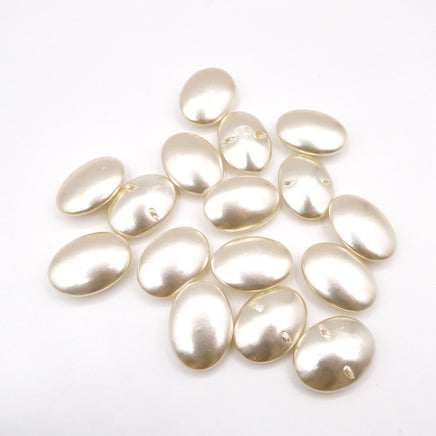 Vintage Czech Pearl Glass Oval Button Cabochon 25x18mm Cream Pearl - Bead Nerd
