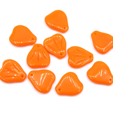 Vintage Czech Glass Leaf Beads 15mm Opaque Orange - Bead Nerd