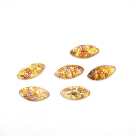 Vintage Czech Fire Opal Glass Navette 15x7mm Topaz Opal - Bead Nerd