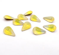 West German Sabrina Glass Teardrop Cabochon 13x8mm Yellow - Bead Nerd