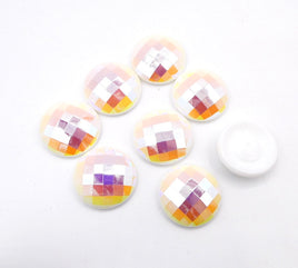 West German Faceted Round Cabochon 23mm White AB - Bead Nerd