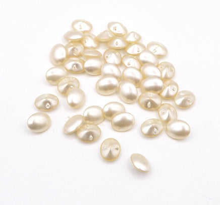 Vintage Czech Pearl Glass Oval Button Cabochon 10x8mm Cream Pearl - Bead Nerd