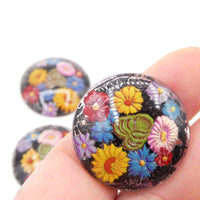 Vintage Czech Glass Flower Bouquet Cabochon Pendant 27mm - Bead Nerd