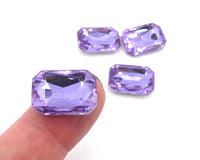 Vintage Czech Faceted Glass Rectangle Cabochon 18x13mm Lavender - Bead Nerd