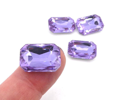 Vintage Czech Faceted Glass Rectangle Cabochon 18x13mm Lavender - Bead Nerd