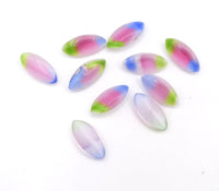 West German Smooth Glass Navettes 15x7mm Rainbow - Bead Nerd