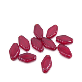 Czech Diamond shape Glass Beads 13x8mm Garnet Red - Bead Nerd
