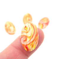 West German Oval Grooved Cabochons  23x14mm Orange Coral Swirl - Bead Nerd