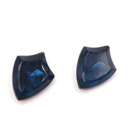 West German Faceted Shield Glass Cabochon 25x18mm Montana Blue - Bead Nerd