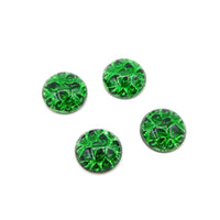 West German Pinfire Glass Round Cabochon 15mm Green - Bead Nerd