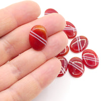 Vintage Czech red w/white stripe Cabochon 18x13mm - Bead Nerd