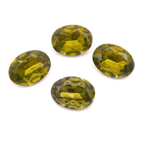 Vintage Czech Faceted Glass Oval Cabochon 18x13mm Olive - Bead Nerd