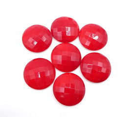 West German Faceted Round Cabochon 26mm Opaque Red - Bead Nerd