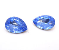 Vintage Czech Faceted Glass Teardrop Cabochon 25x18mm Light Sapphire - Bead Nerd