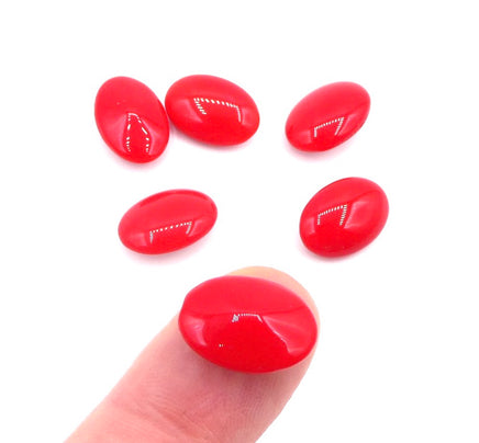 Vintage Czech Glass Oval Cabochon 16x12mm Opaque Red - Bead Nerd