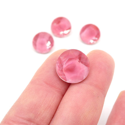 West German Faceted Givre Glass Chaton 60ss (14mm) Opaque Pink and Crystal - Bead Nerd