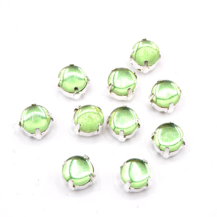 Vintage Czech Round Cab in setting 34ss (7mm) Peridot - Bead Nerd