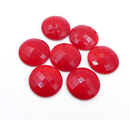 West German Faceted Round Cabochon 26mm Opaque Red - Bead Nerd